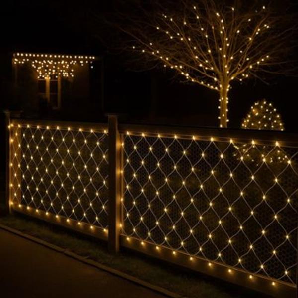 Redes Luzes Natal LED Exterior Cabo Borracha